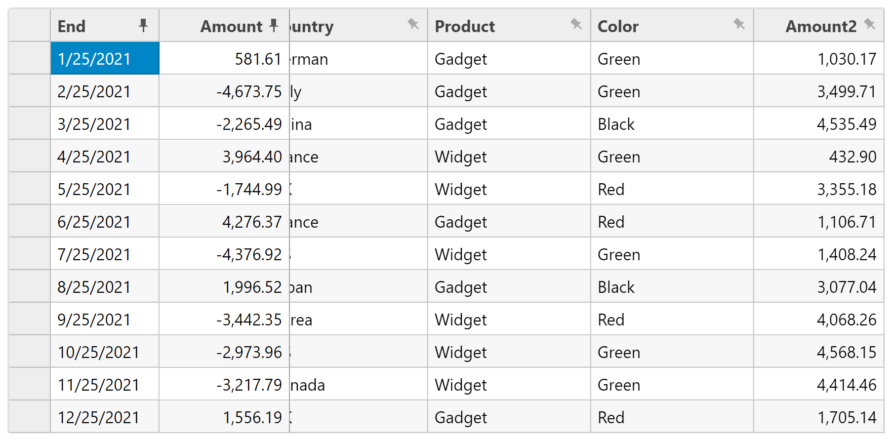 WinForms Datagrid Column Pinning