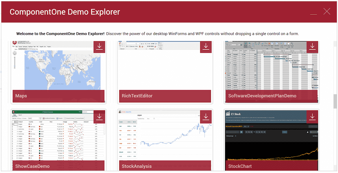 ComponentOne Demo Explorer