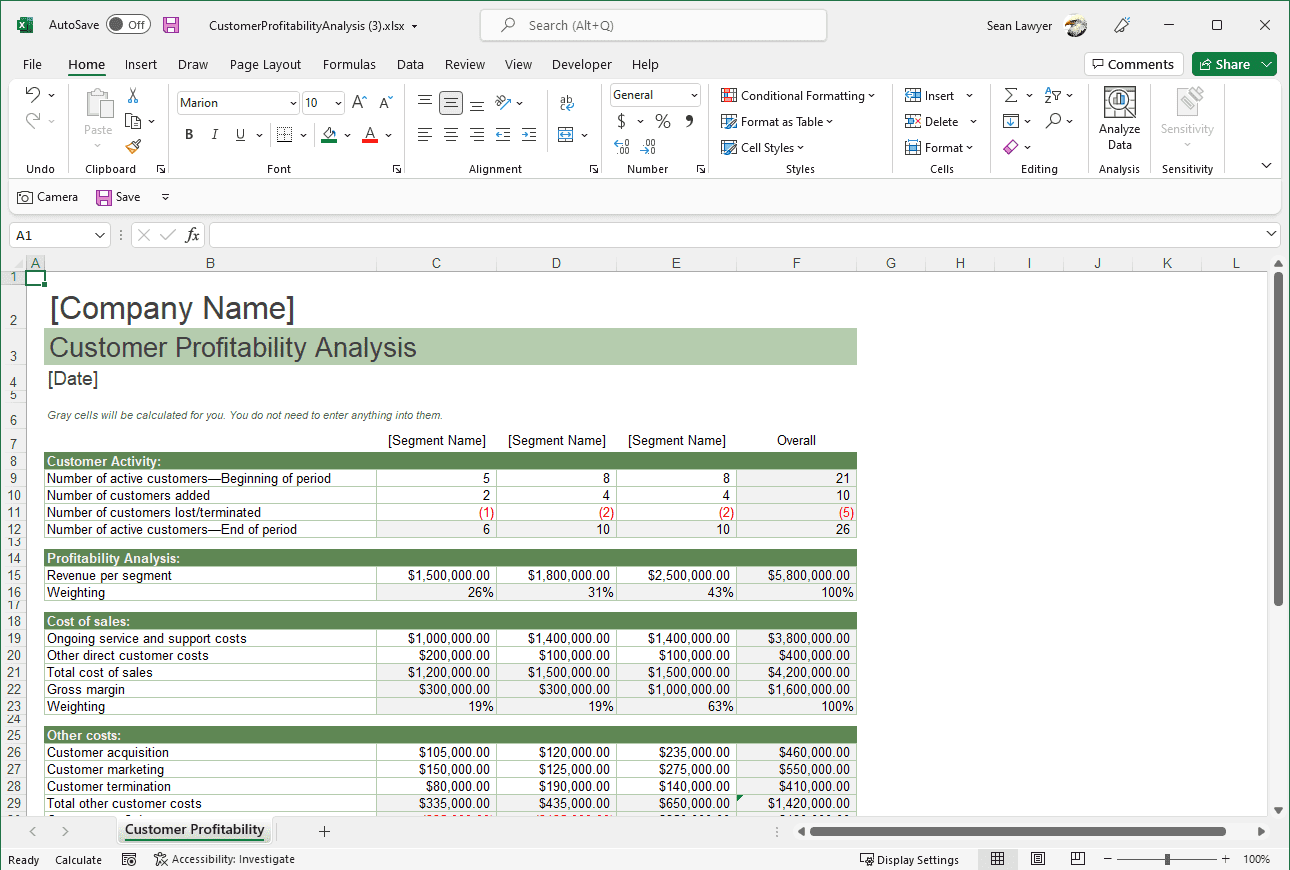 Programmatically Create a Customer Profitability Analysis Report Using a Java Excel API