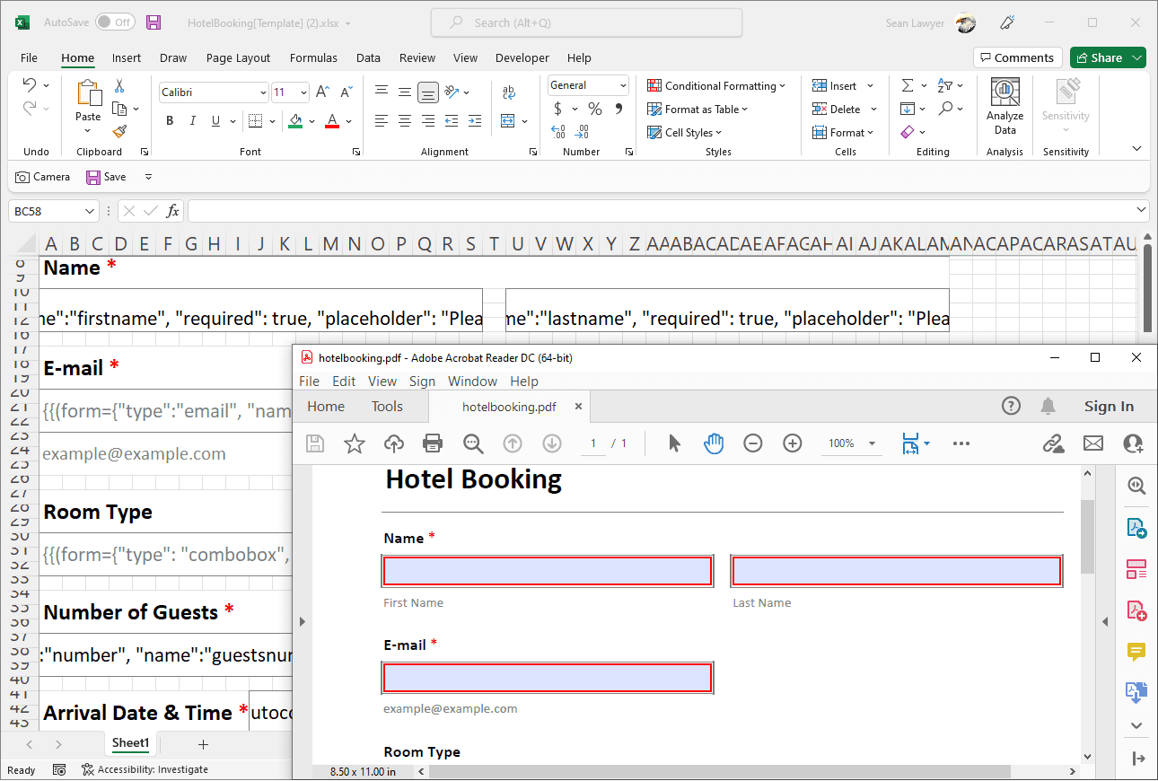 Convert Excel Templates to PDF Forms with HTML5 Input Types Using a Java Excel API