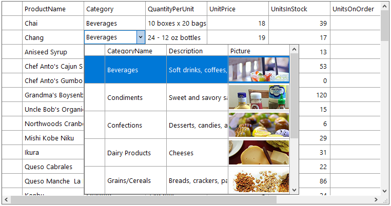 WinForms MultiColumn Combobox Datagrid Editor