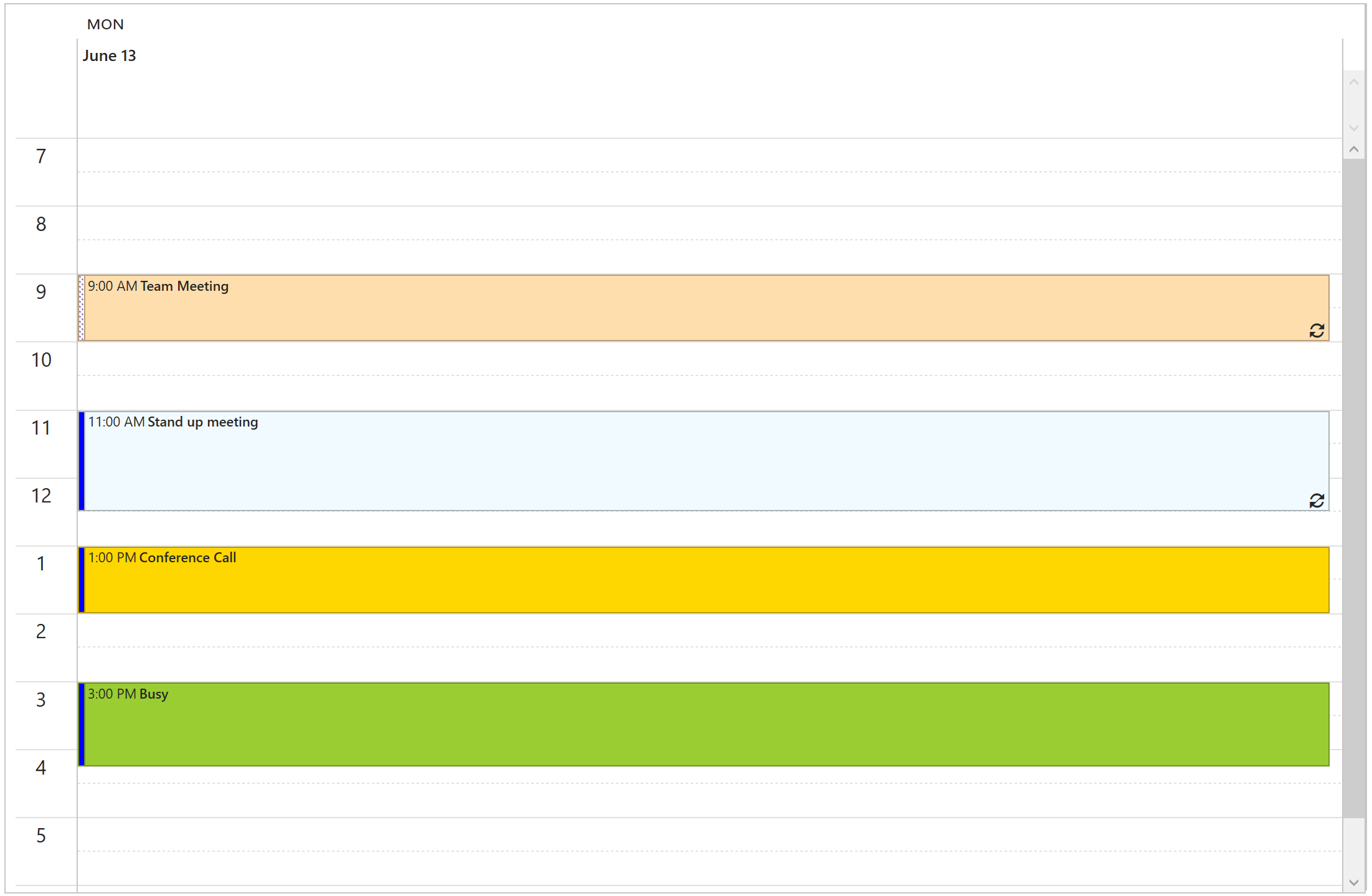 WPF Scheduler Day View