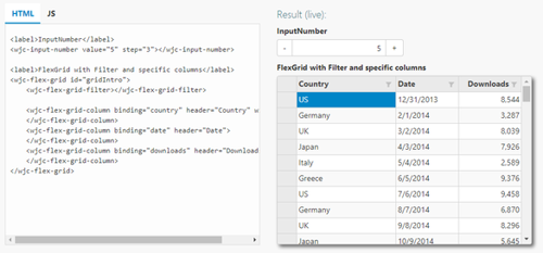 Wijmo controls as web components