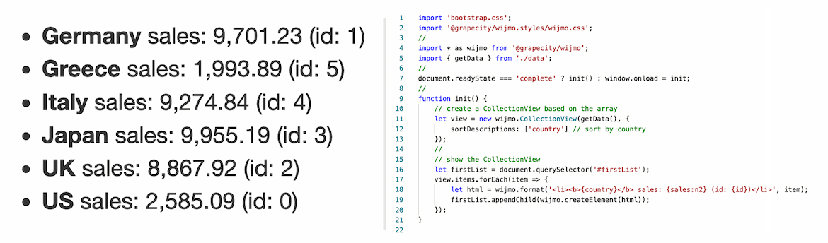 JavaScript CollectionView Loading Data