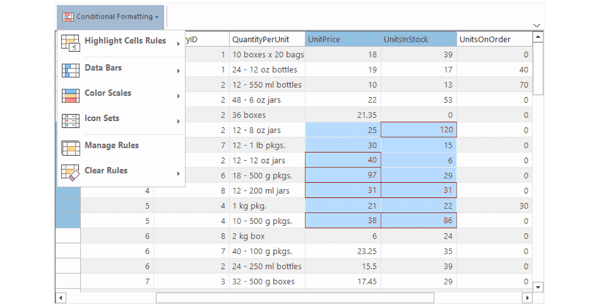 DataGridView Highlight Cell Rules