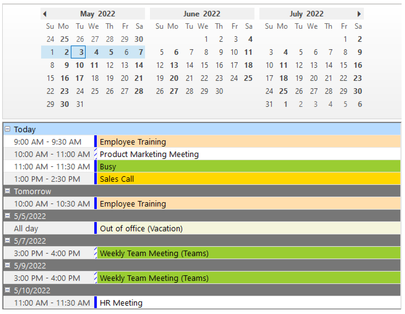 WinForms Schedule Agenda View