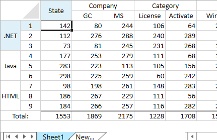 WPF Spreadsheet Merge and Span Header Cells