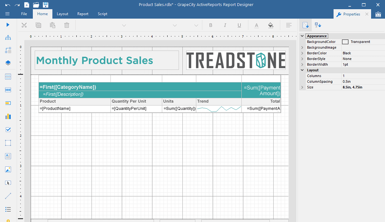 No-Code WinForms Report Design