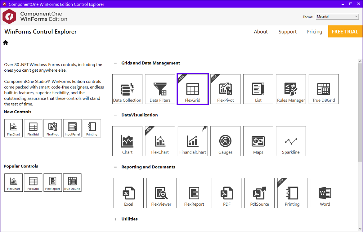 WinForms Control Explorer Demo