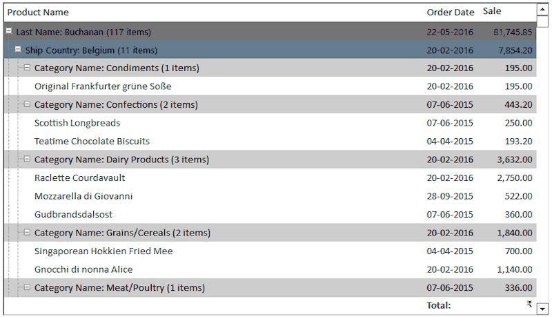 WinForms Datagrid Grouping