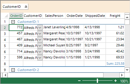 .NET Spreadsheet Outlook-Style Grouping