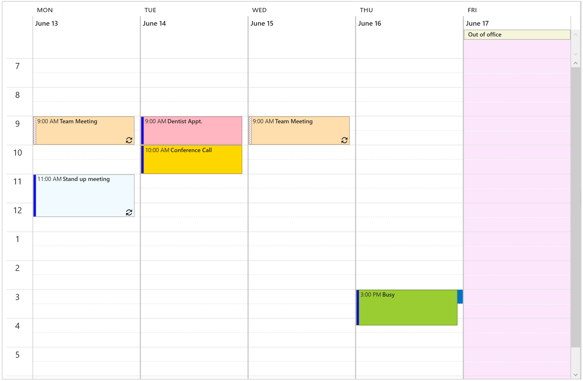 WPF Scheduler Week View