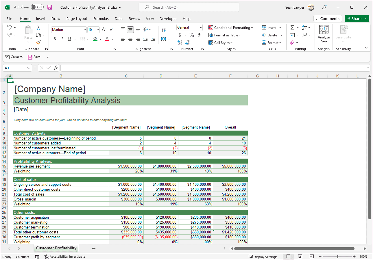 Programmatically Create a Customer Profitability Analysis Report Using C# .NET Excel API