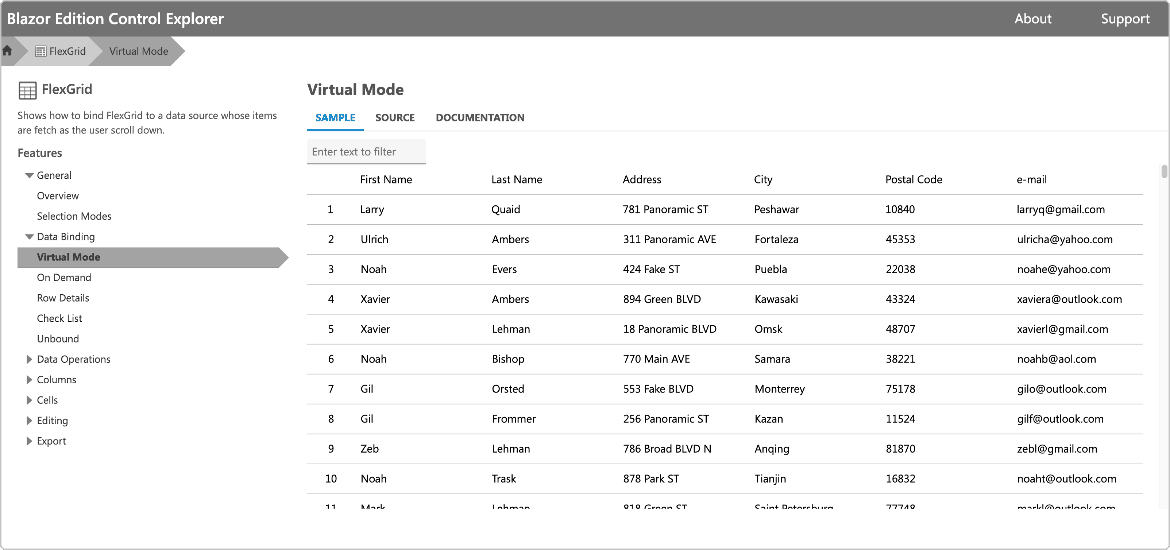 FlexGrid Virtual Mode