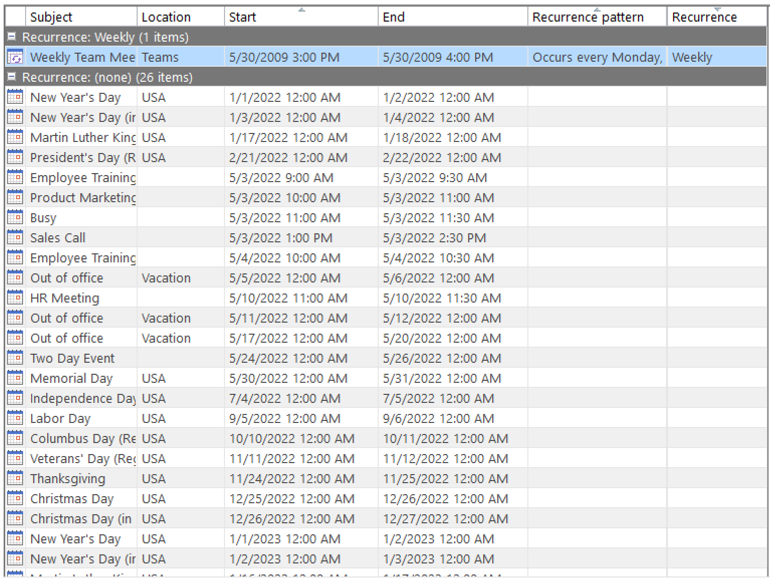 WinForms Schedule Table View