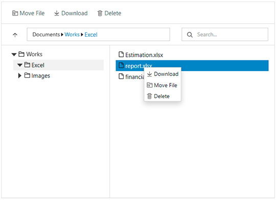 ASP.NET MVC Cloud File Explorer UI