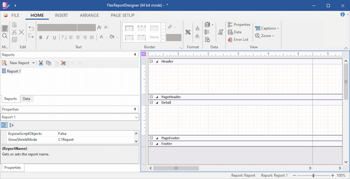 FlexReport Designer Component