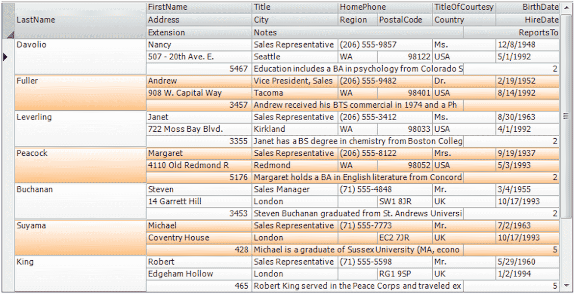 ComponentOne True DBGrid Data Views