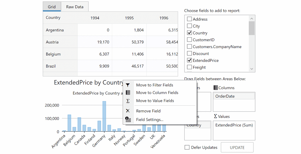 WPF Pivot Table Panel UI