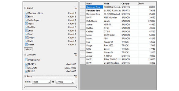 WinForms Filter Summaries