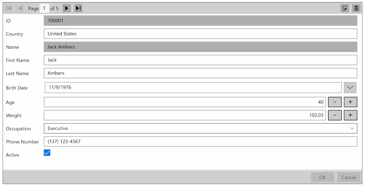 UWP Input Form Control