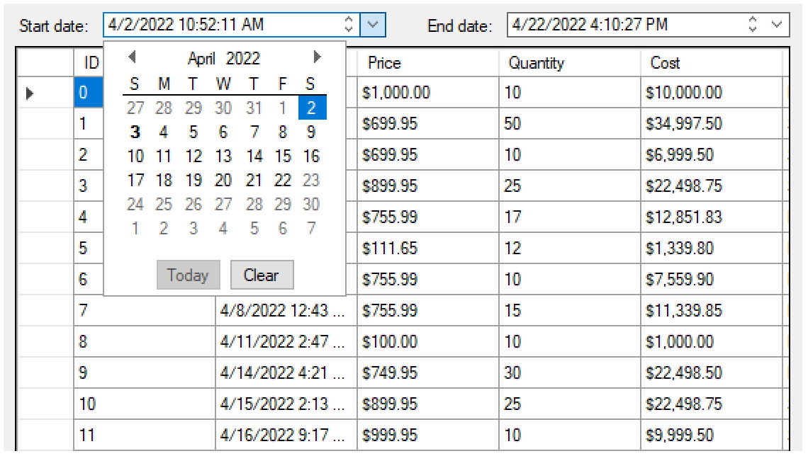 WinForms Calendar Drop-Down Date Picker