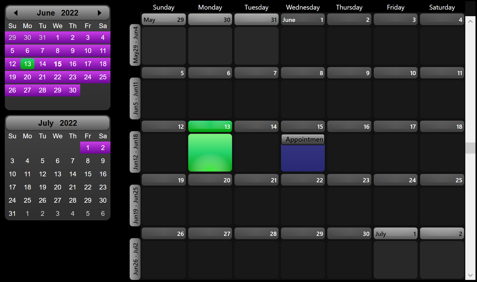 WPF Scheduler Themes