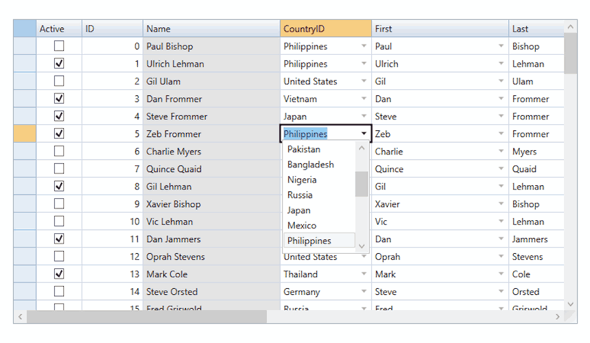 .NET Datagrid cell editors