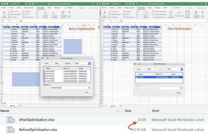 Excel Workbook Optimization