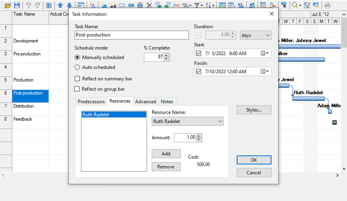 WinForms Gantt Task Management