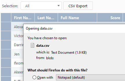 CSV Export