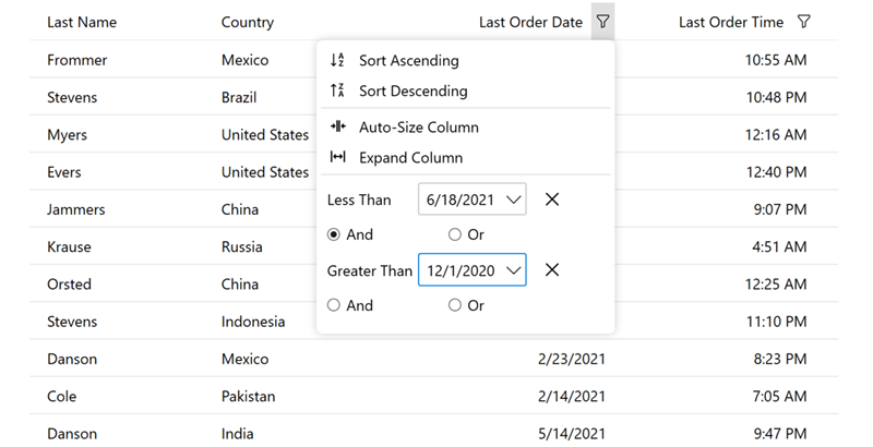 WPF Datagrid Column Filtering