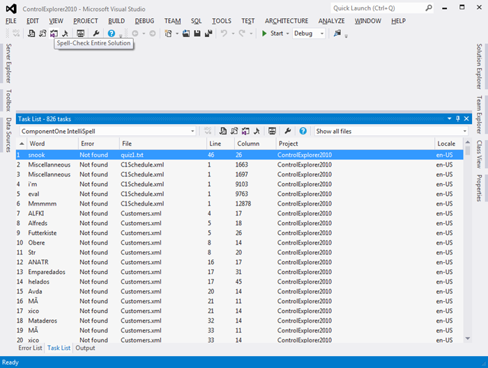 Visual Studio IntelliSpell Entire Project