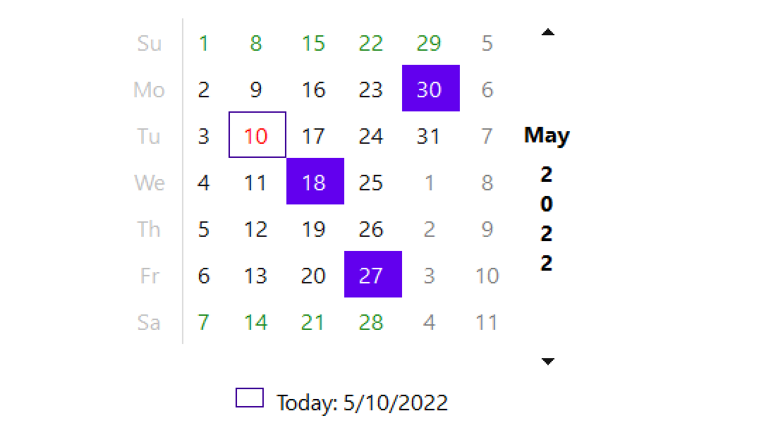 WinForms Calendar Custom Style