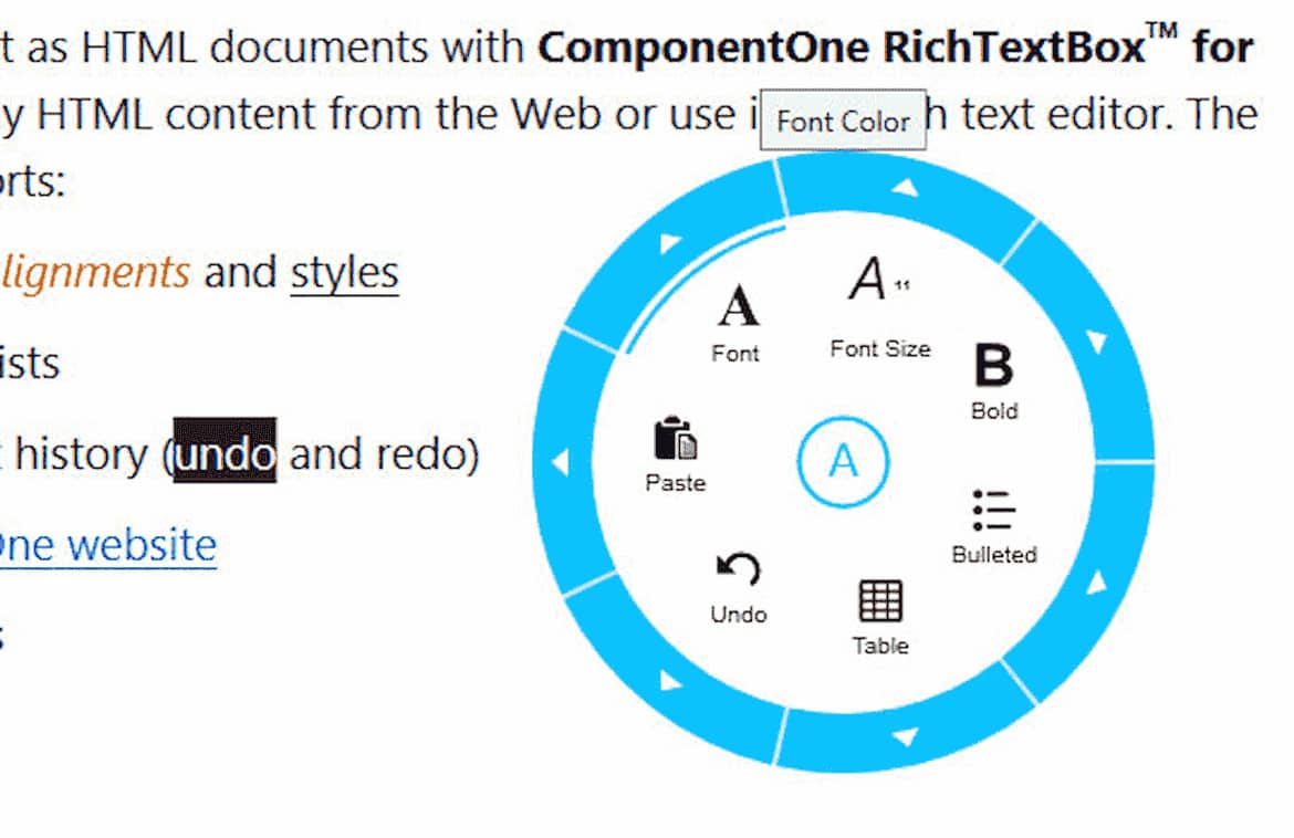 WPF RichTextBox Radial Menu